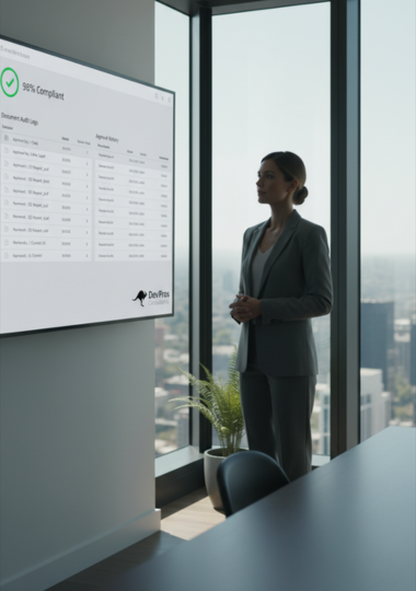 Document management system showing audit trails and compliance visibility