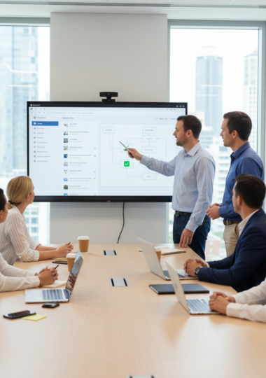 Australian team working inside Microsoft 365 digital workspace.