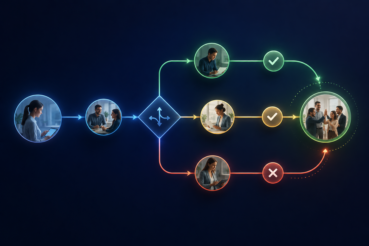 Workflow Automation Systems visual showing structured approval pathways, operational workflows, and scalable business process orchestration in a modern enterprise environment